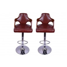 2x Ludstone Bar Stools Faux Leather Barstool Kitchen Pub Stool Breakfast Bar Chair